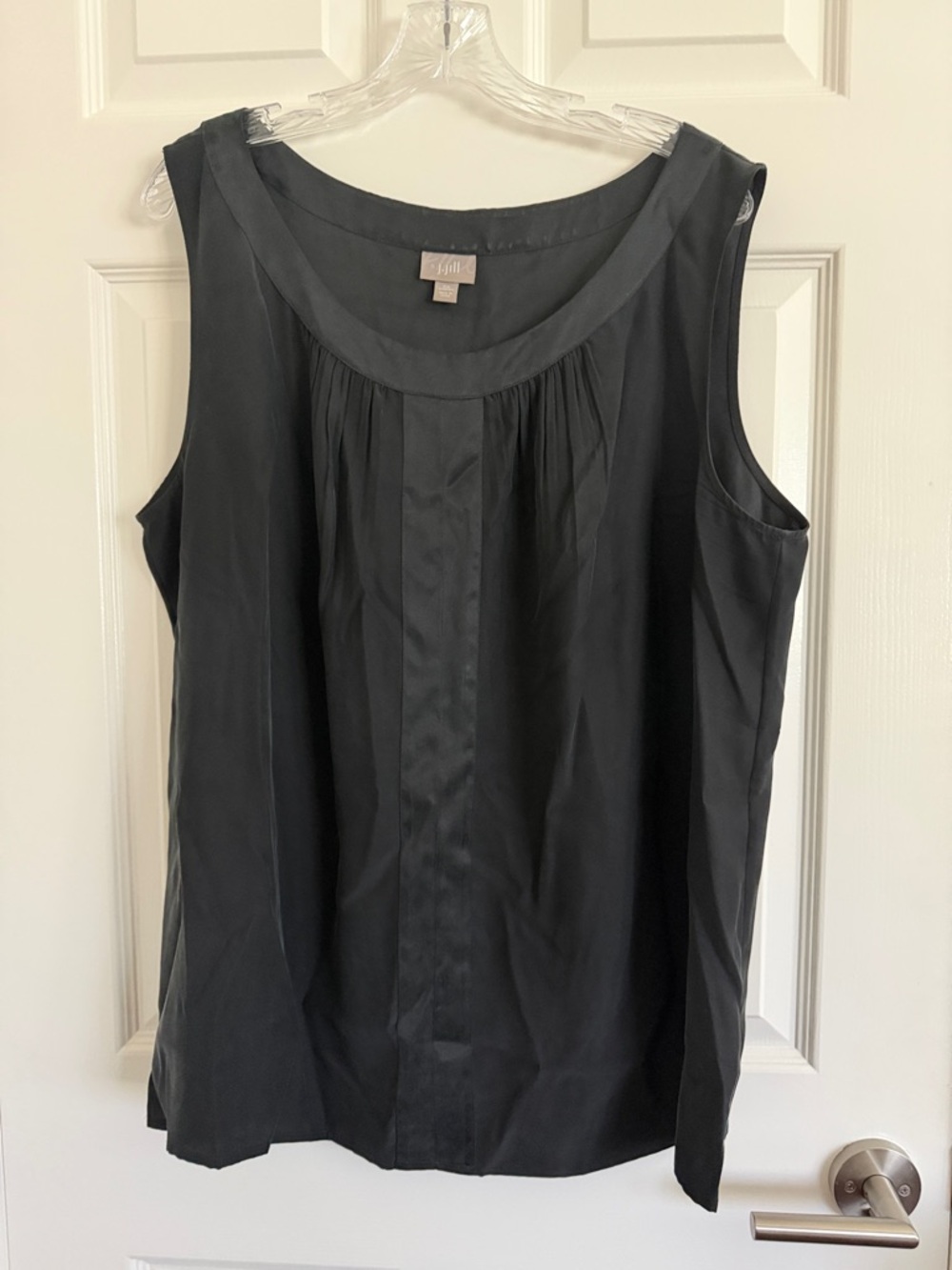 J Jill Sleeveless Black Pleated Front Women's Silk Top